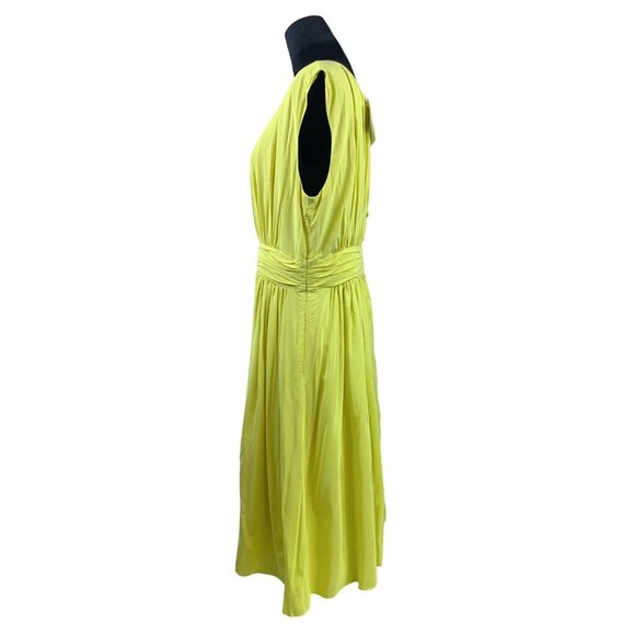 Boden Yellow Pleated Sheath Dress UK 16L US12L Knee Length NWT - Picture 3 of 12